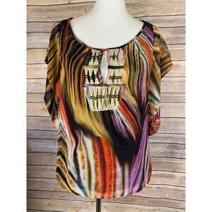 Seduce Womens Size 8 Blouse Beaded Neckline